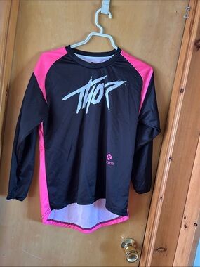 thor Black and Hot Pink Raglan Motocross Jersey